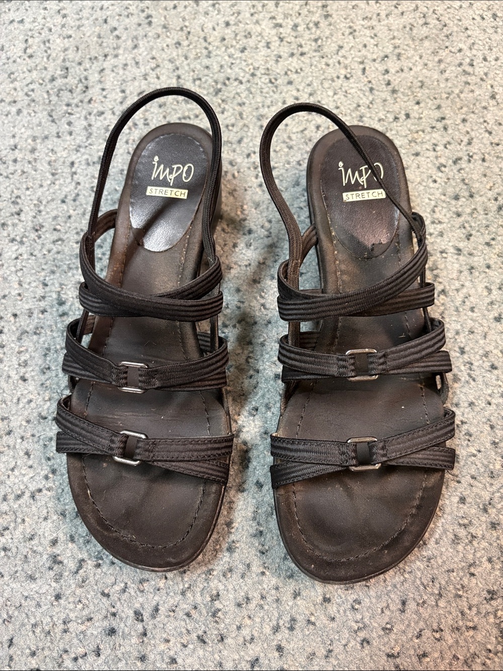 Impo Stretch Women's Black Multi-Strap Slingback Sandals